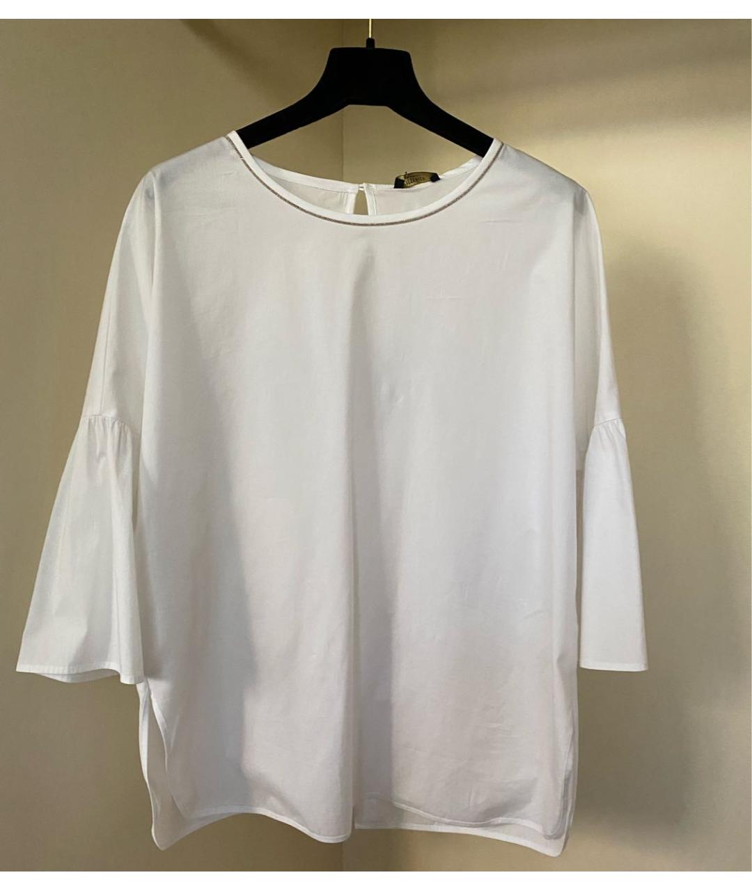 PESERICO Белая хлопко-эластановая блузы, фото 5
