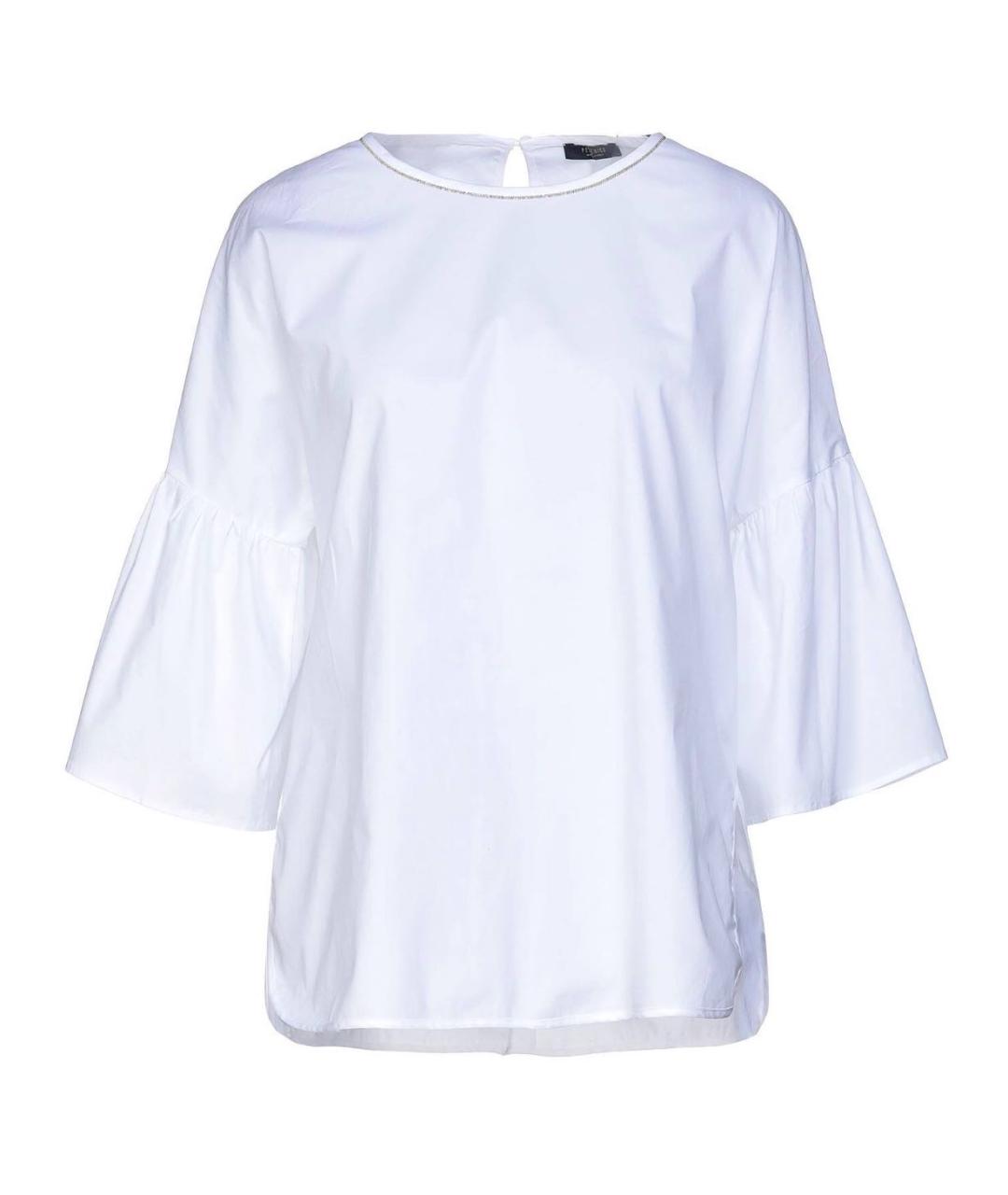 PESERICO Белая хлопко-эластановая блузы, фото 9