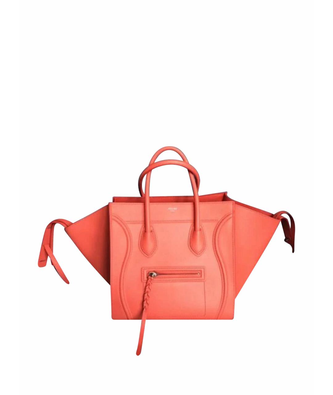 CELINE Оранжевая кожаная сумка с короткими ручками, фото 1