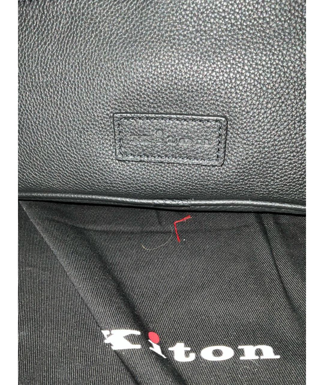 KITON Черная кожаная барсетка, фото 2