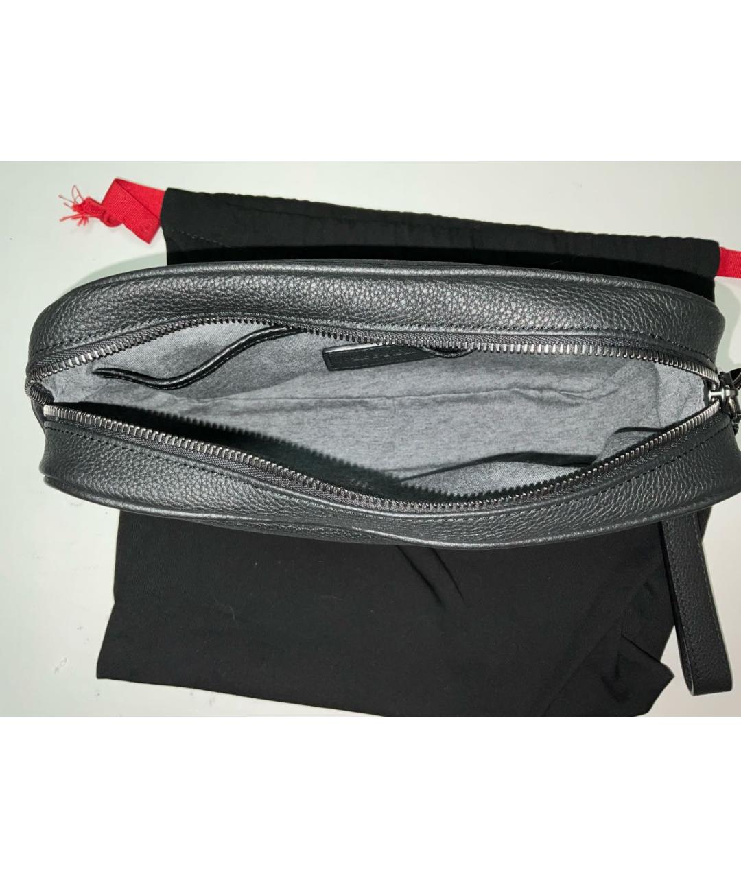 KITON Черная кожаная барсетка, фото 5