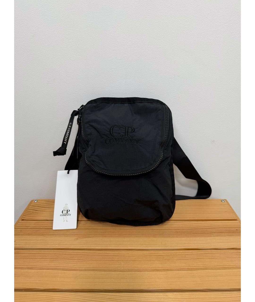 CP COMPANY Черная синтетическая сумка на плечо, фото 4