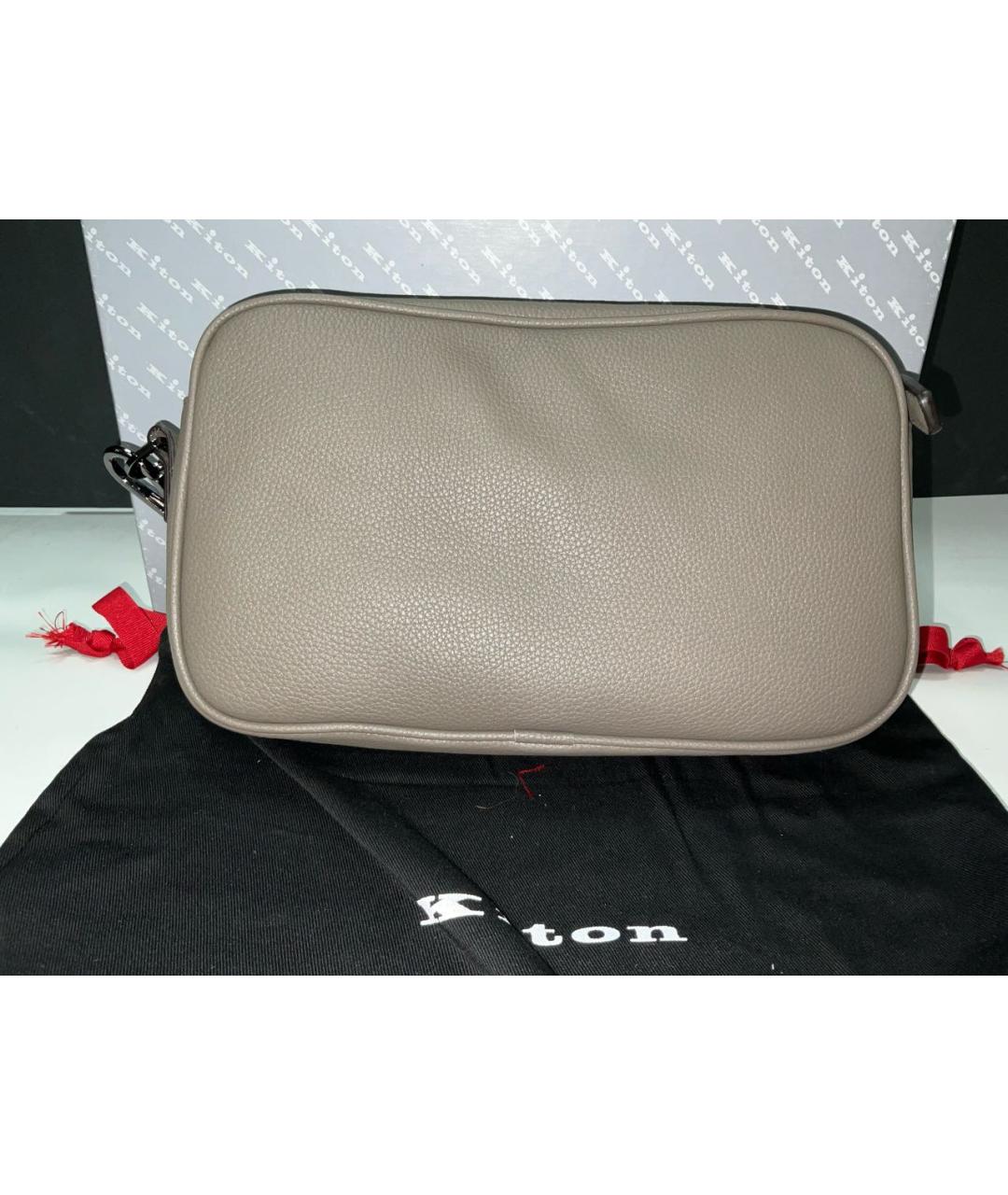 KITON Бежевая кожаная барсетка, фото 4