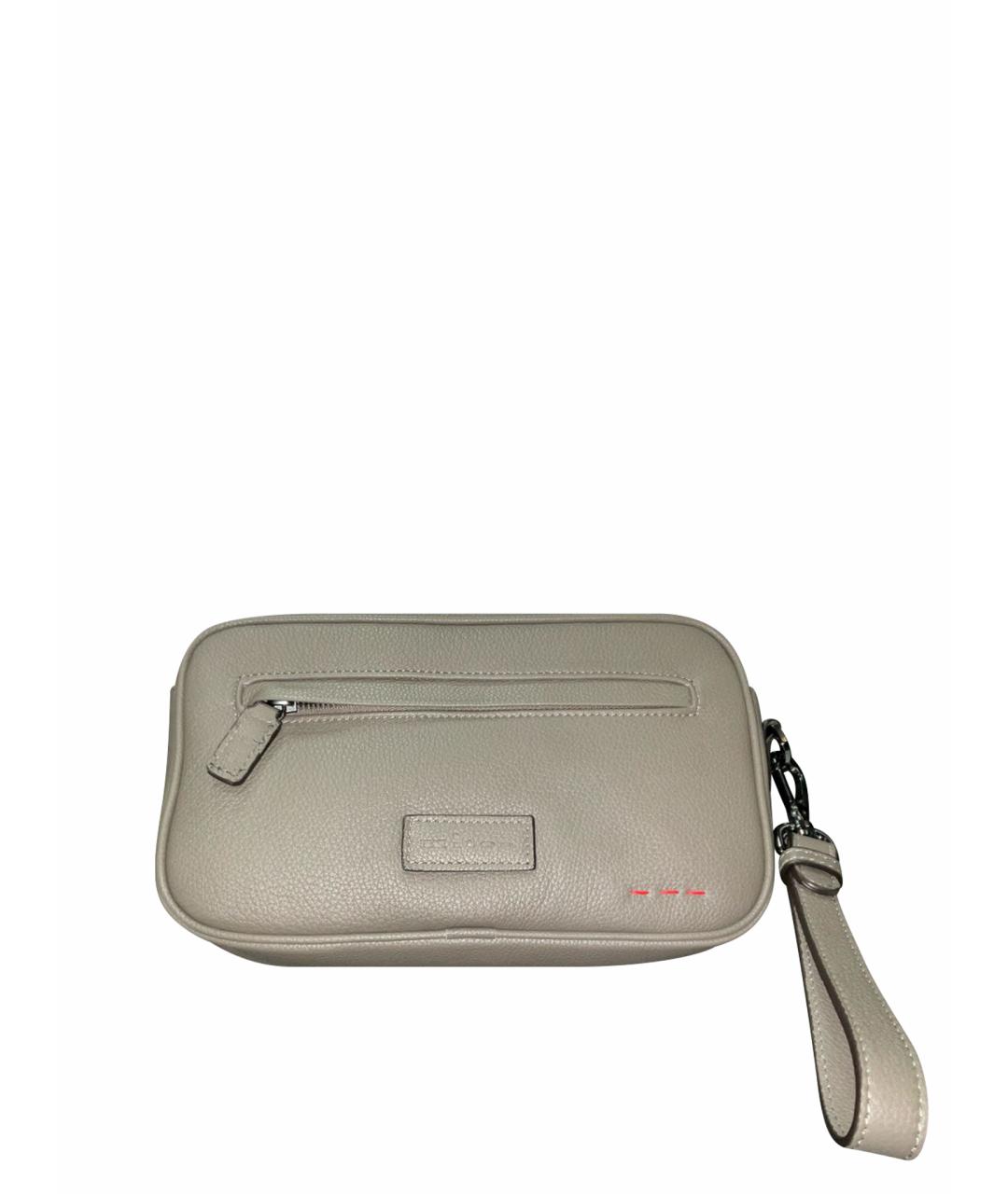 KITON Бежевая кожаная барсетка, фото 1