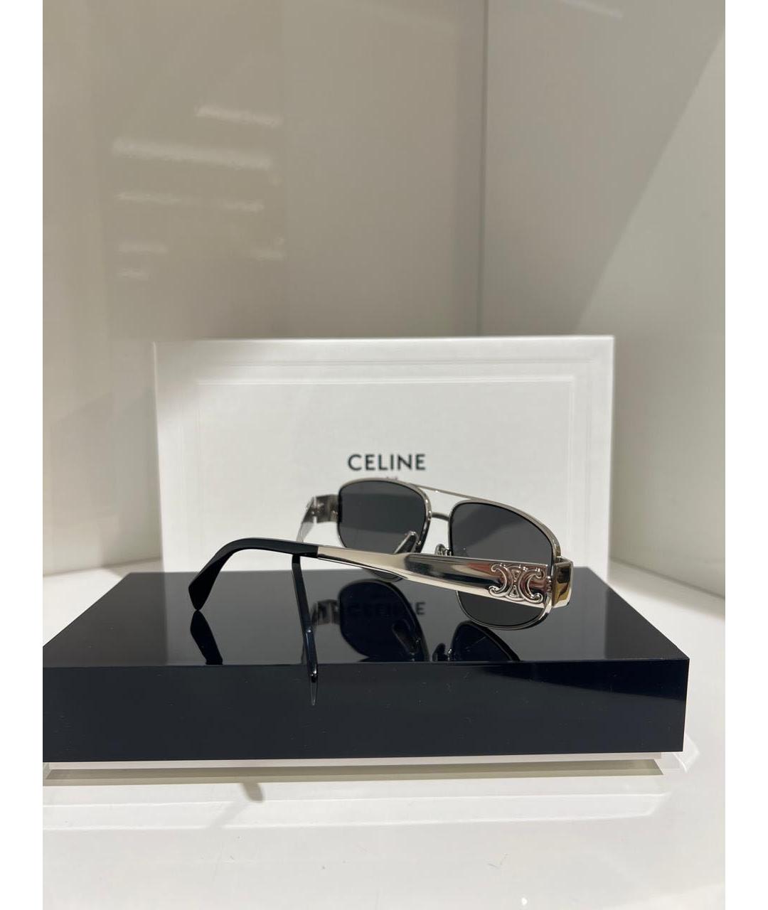 CELINE Серебряные металлические солнцезащитные очки, фото 6