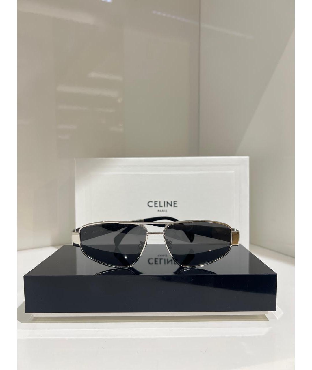 CELINE Серебряные металлические солнцезащитные очки, фото 5