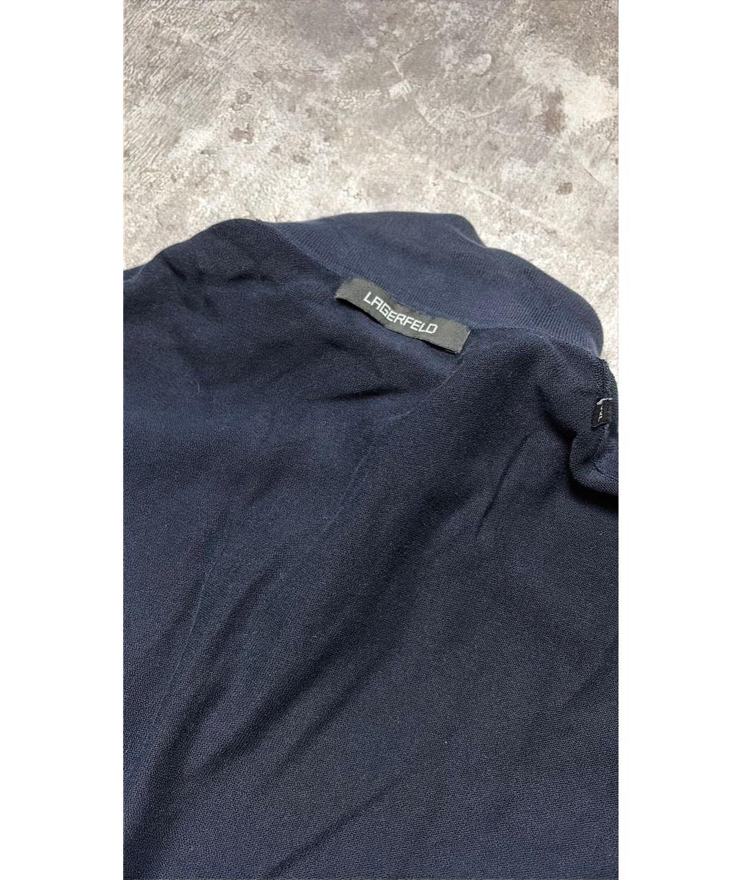 KARL LAGERFELD Темно-синее хлопковое поло с коротким рукавом, фото 3
