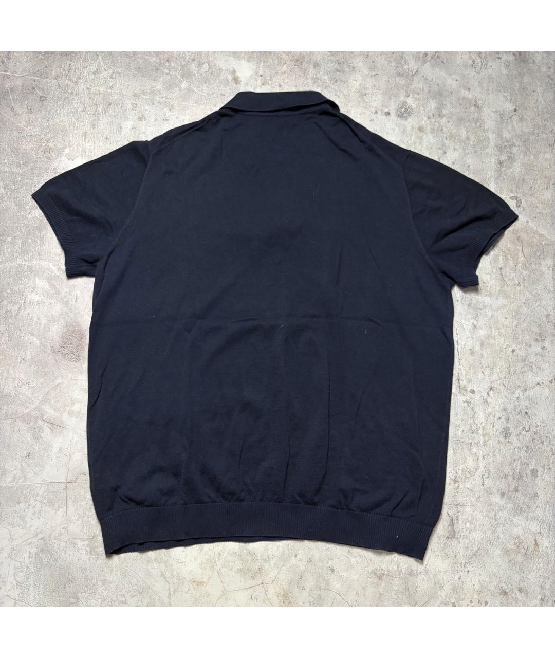 KARL LAGERFELD Темно-синее хлопковое поло с коротким рукавом, фото 2