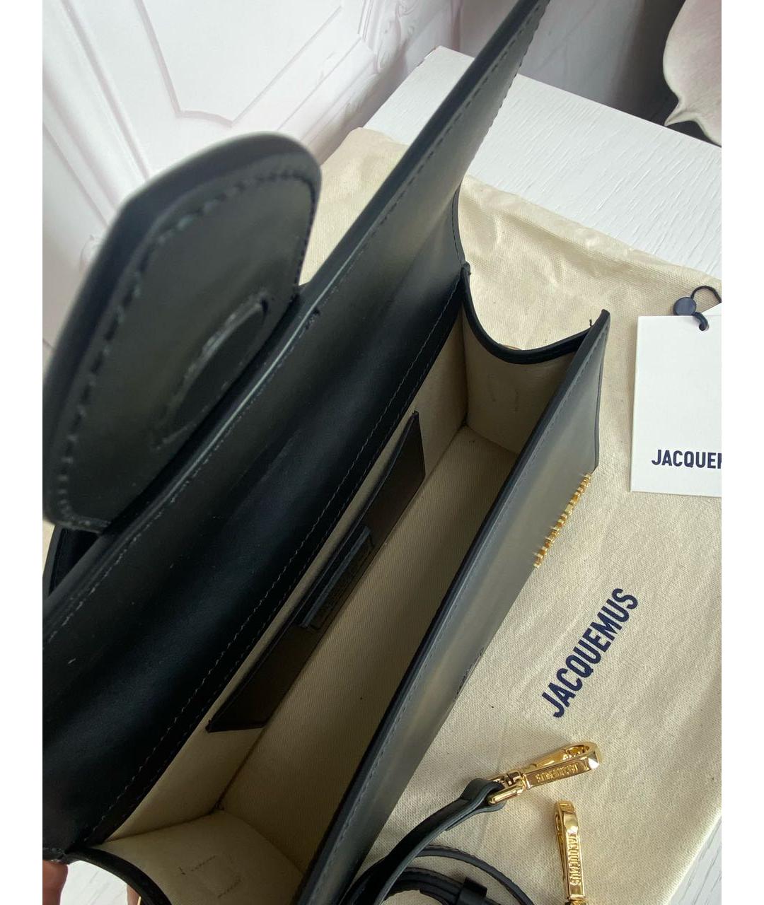 JACQUEMUS Черная кожаная сумка через плечо, фото 4