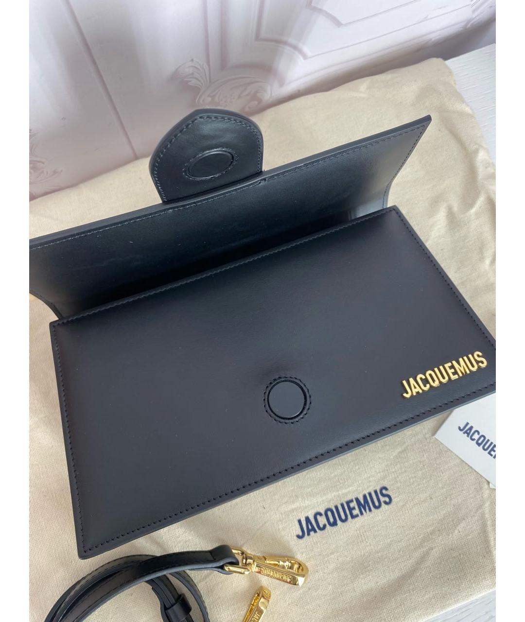 JACQUEMUS Черная кожаная сумка через плечо, фото 7