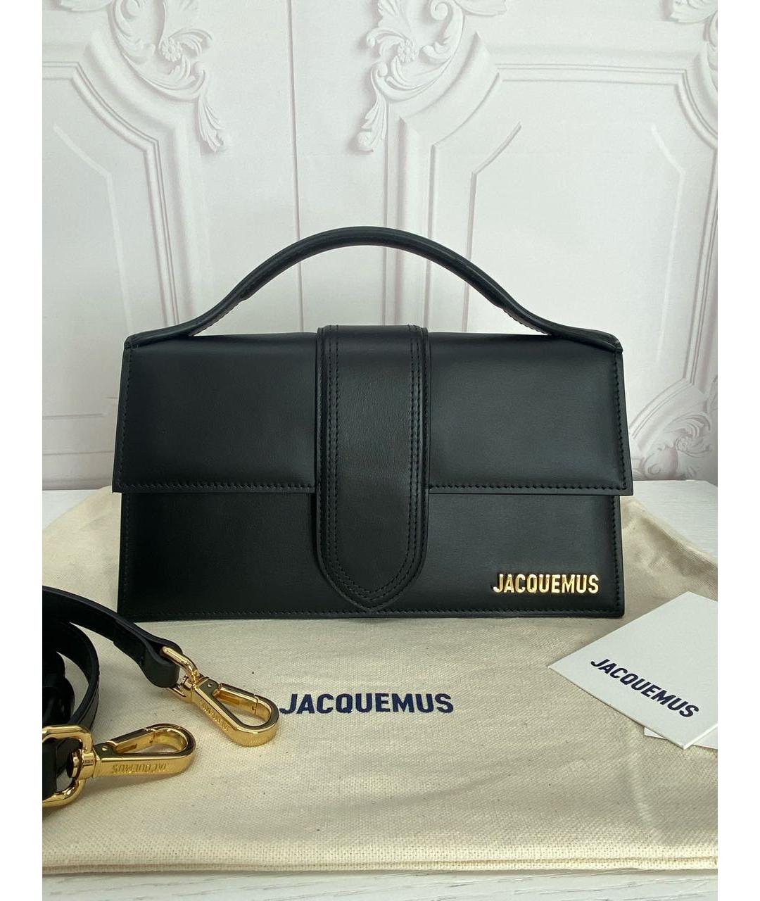 JACQUEMUS Черная кожаная сумка через плечо, фото 5