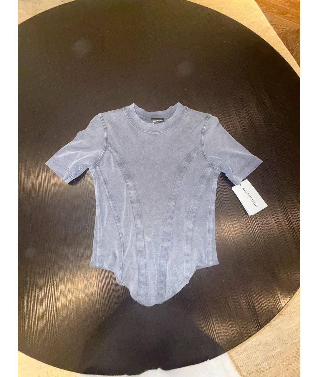 BALENCIAGA Антрацитовая хлопковая футболка, фото 8