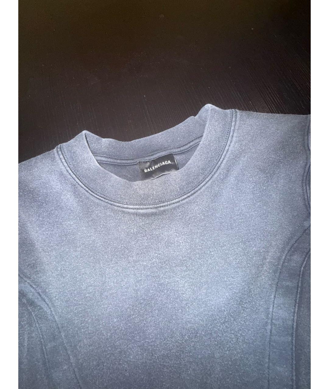 BALENCIAGA Антрацитовая хлопковая футболка, фото 4