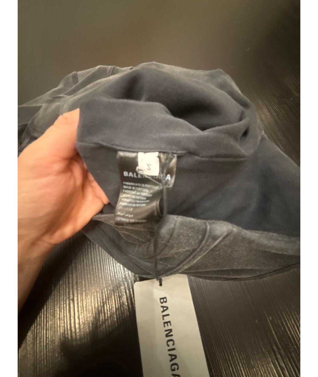 BALENCIAGA Антрацитовая хлопковая футболка, фото 5