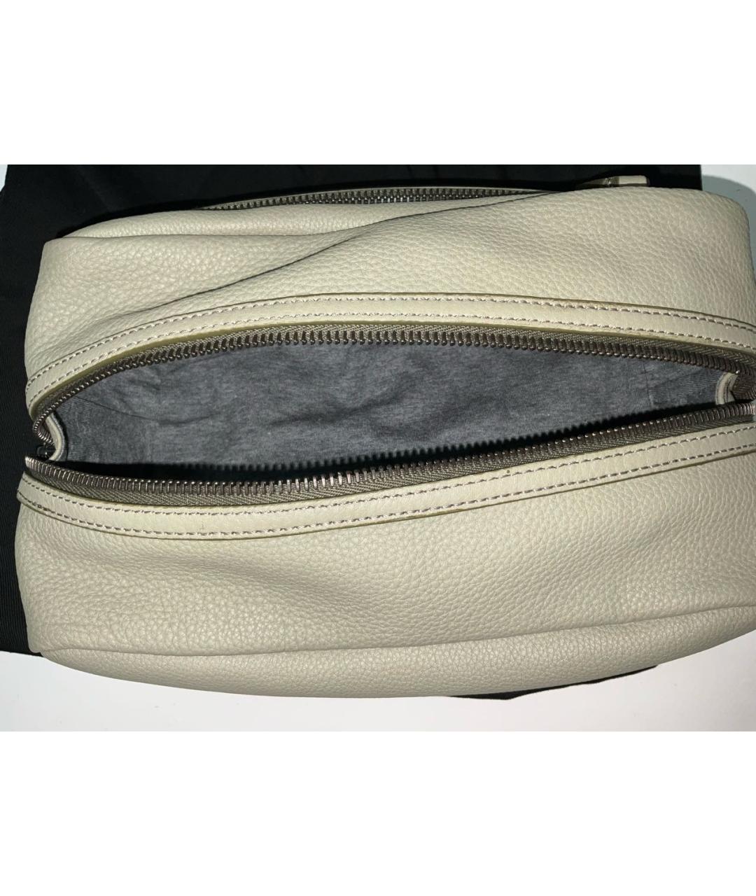 KITON Бежевая кожаная барсетка, фото 3