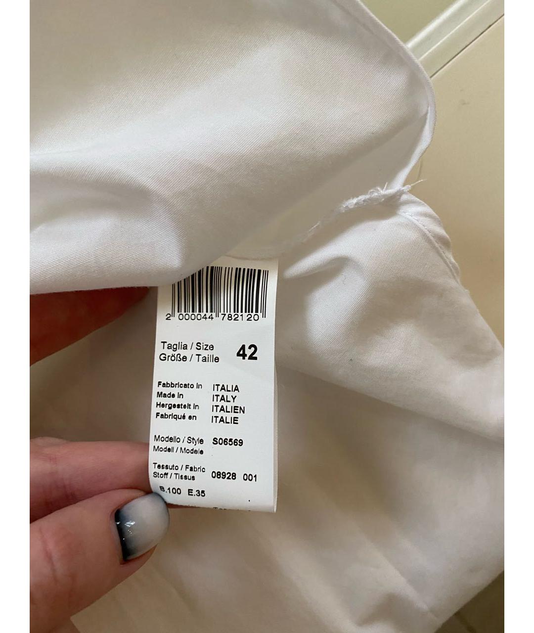 PESERICO Белая хлопко-эластановая рубашка, фото 7