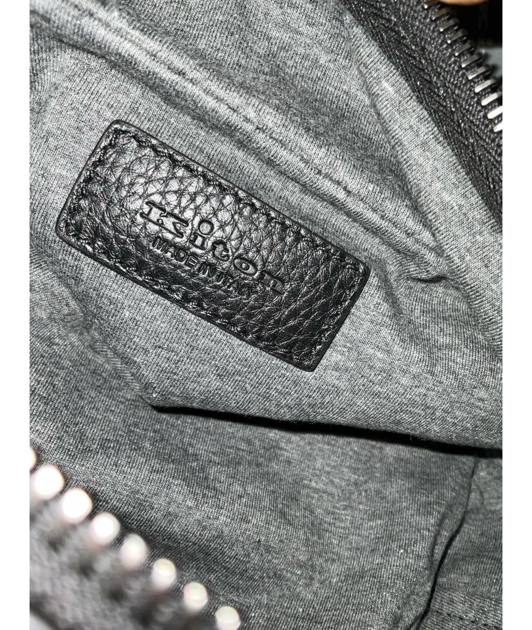 KITON Черная кожаная барсетка, фото 4