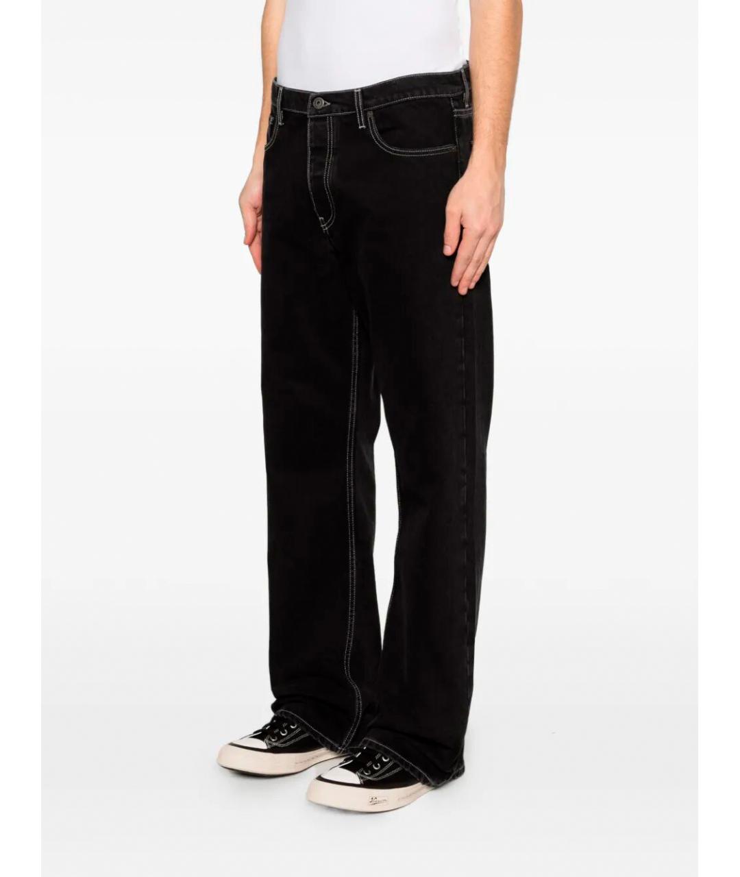 OFF-WHITE Черные хлопковые прямые джинсы, фото 4