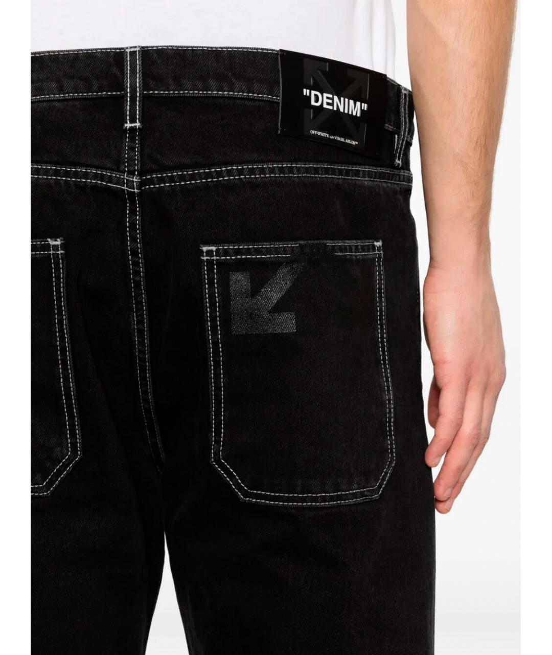 OFF-WHITE Черные хлопковые прямые джинсы, фото 5