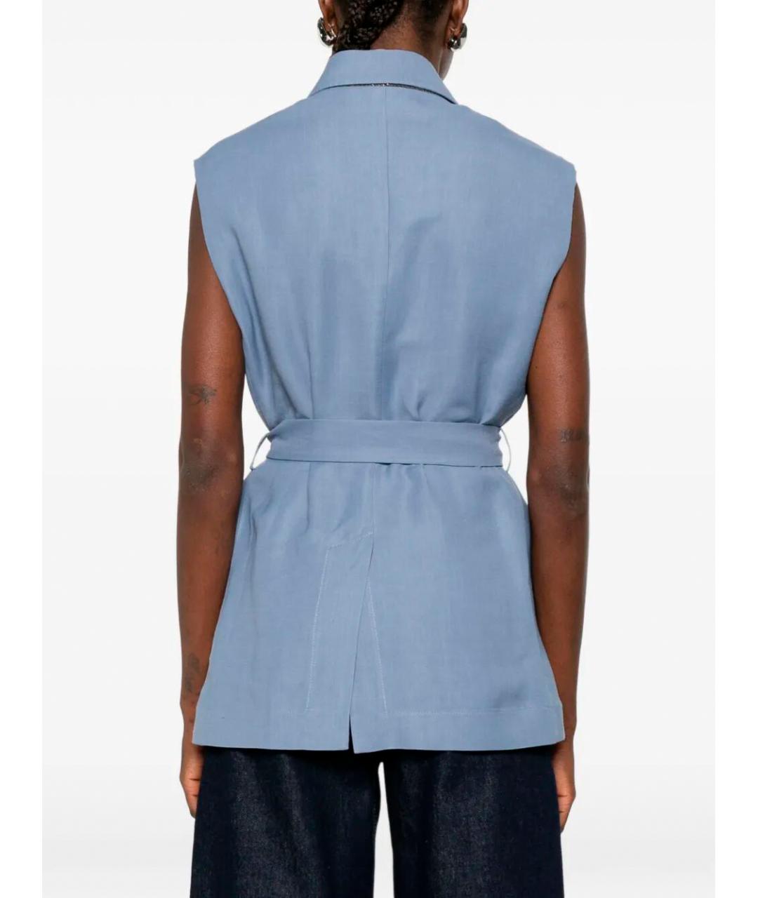 BRUNELLO CUCINELLI Синяя вискозная жилетка, фото 5