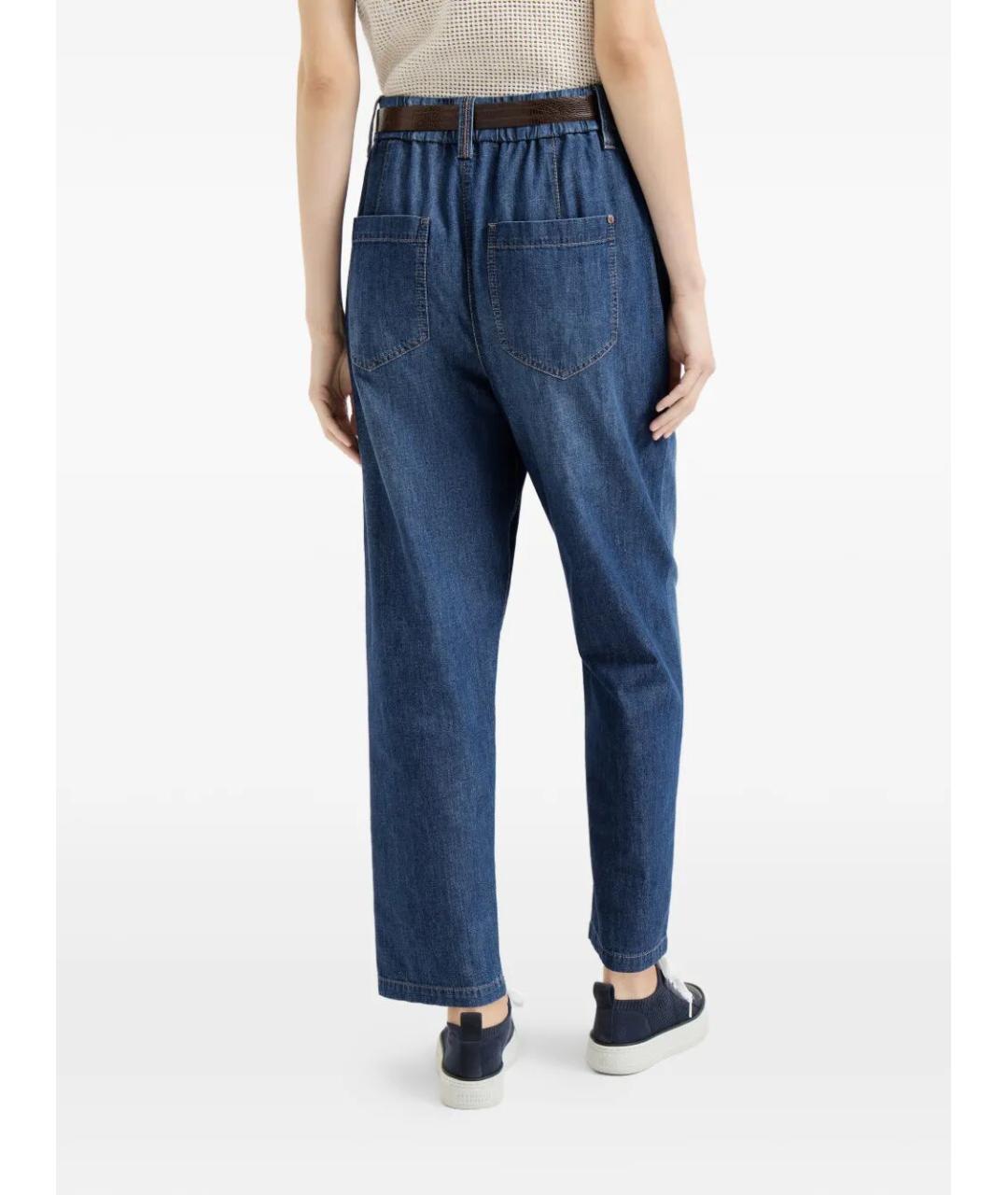 BRUNELLO CUCINELLI Синие хлопковые прямые джинсы, фото 3