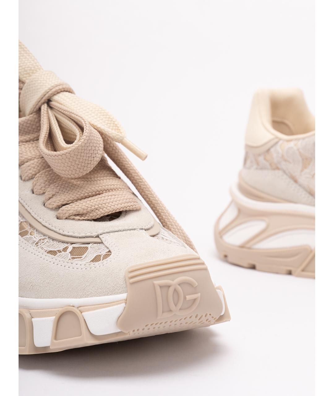 DOLCE&GABBANA Бежевые текстильные кроссовки, фото 5