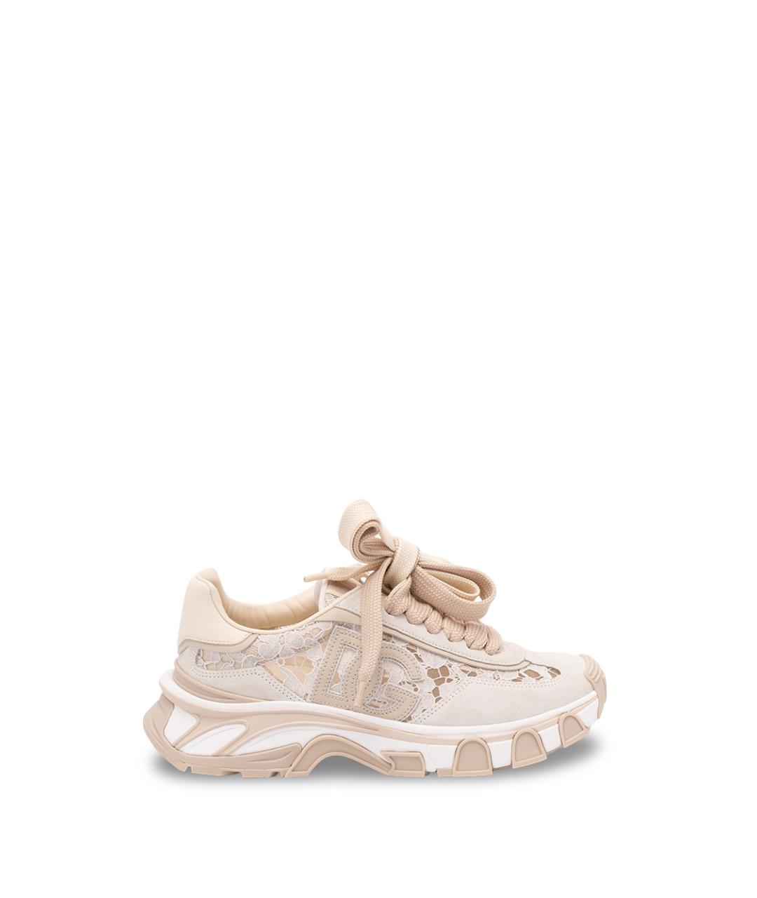 DOLCE&GABBANA Бежевые текстильные кроссовки, фото 7