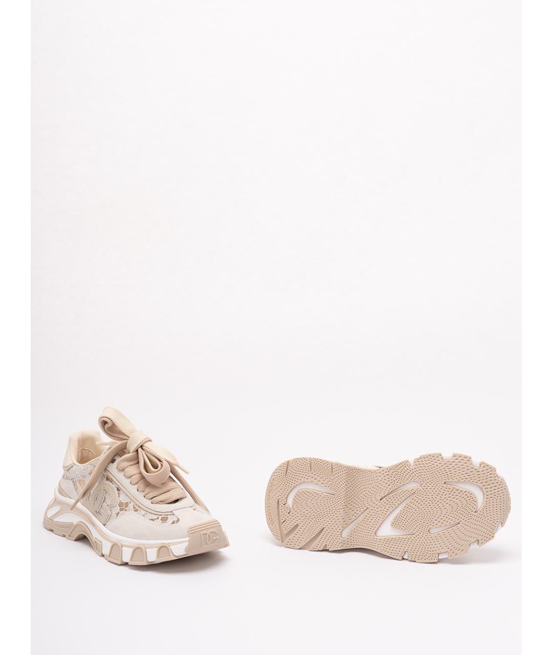 DOLCE&GABBANA Бежевые текстильные кроссовки, фото 4