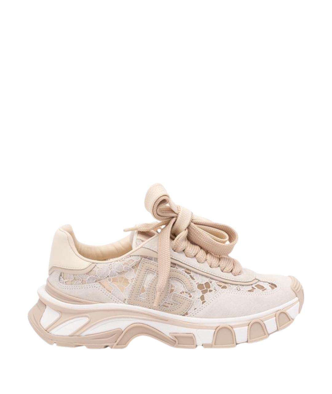 DOLCE&GABBANA Бежевые текстильные кроссовки, фото 1