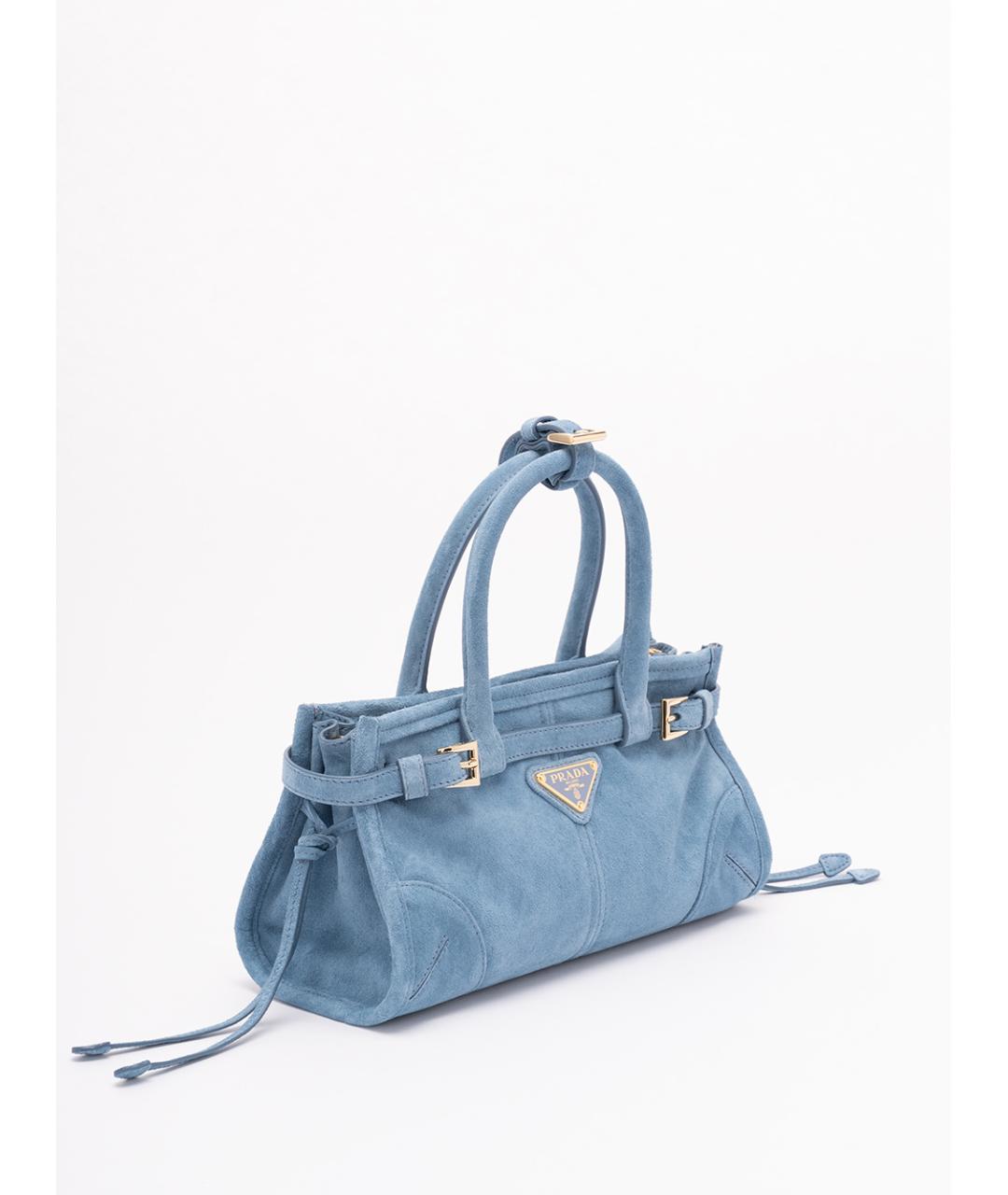 PRADA Голубая замшевая сумка тоут, фото 3