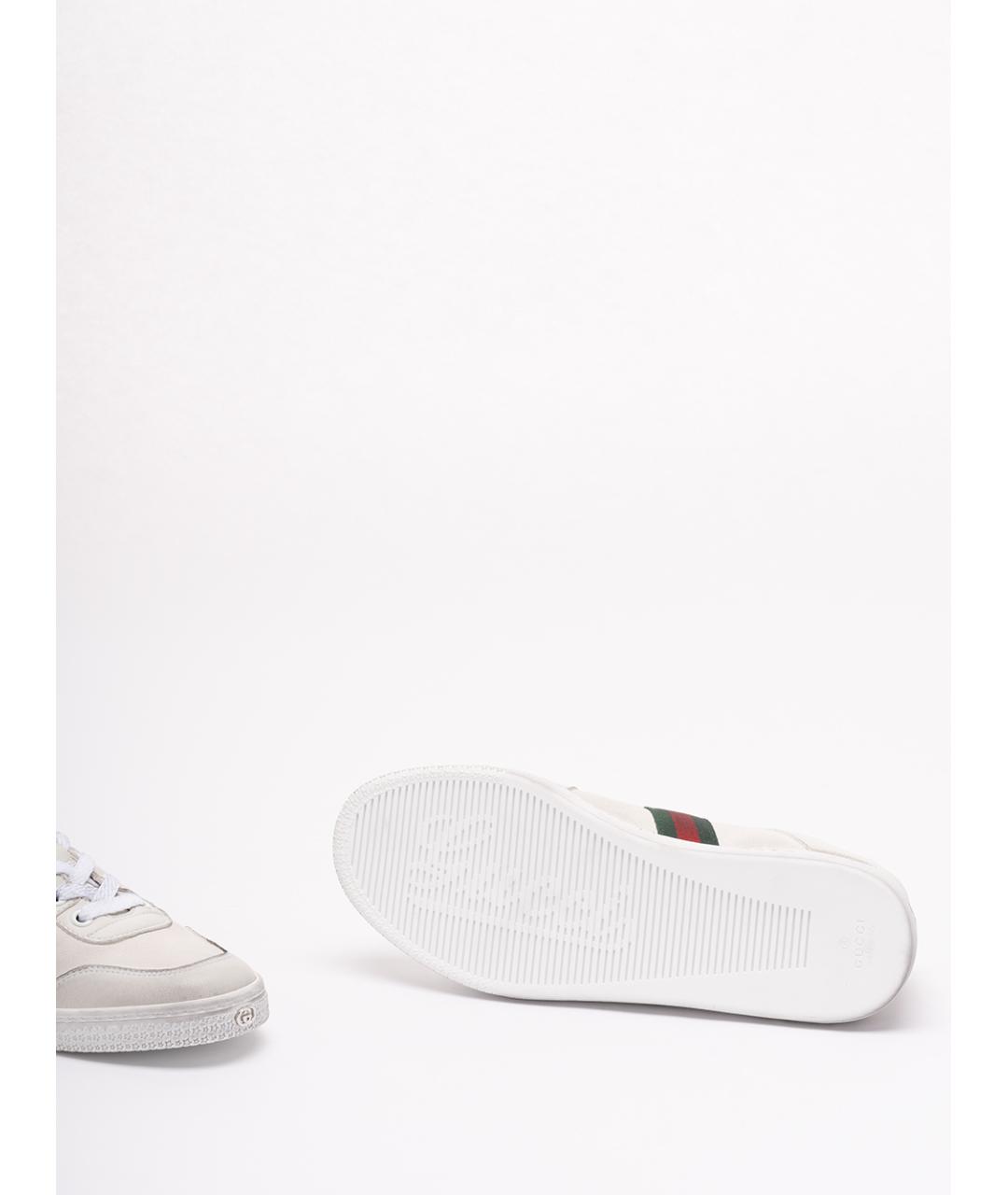 GUCCI Белые кожаные кеды, фото 4