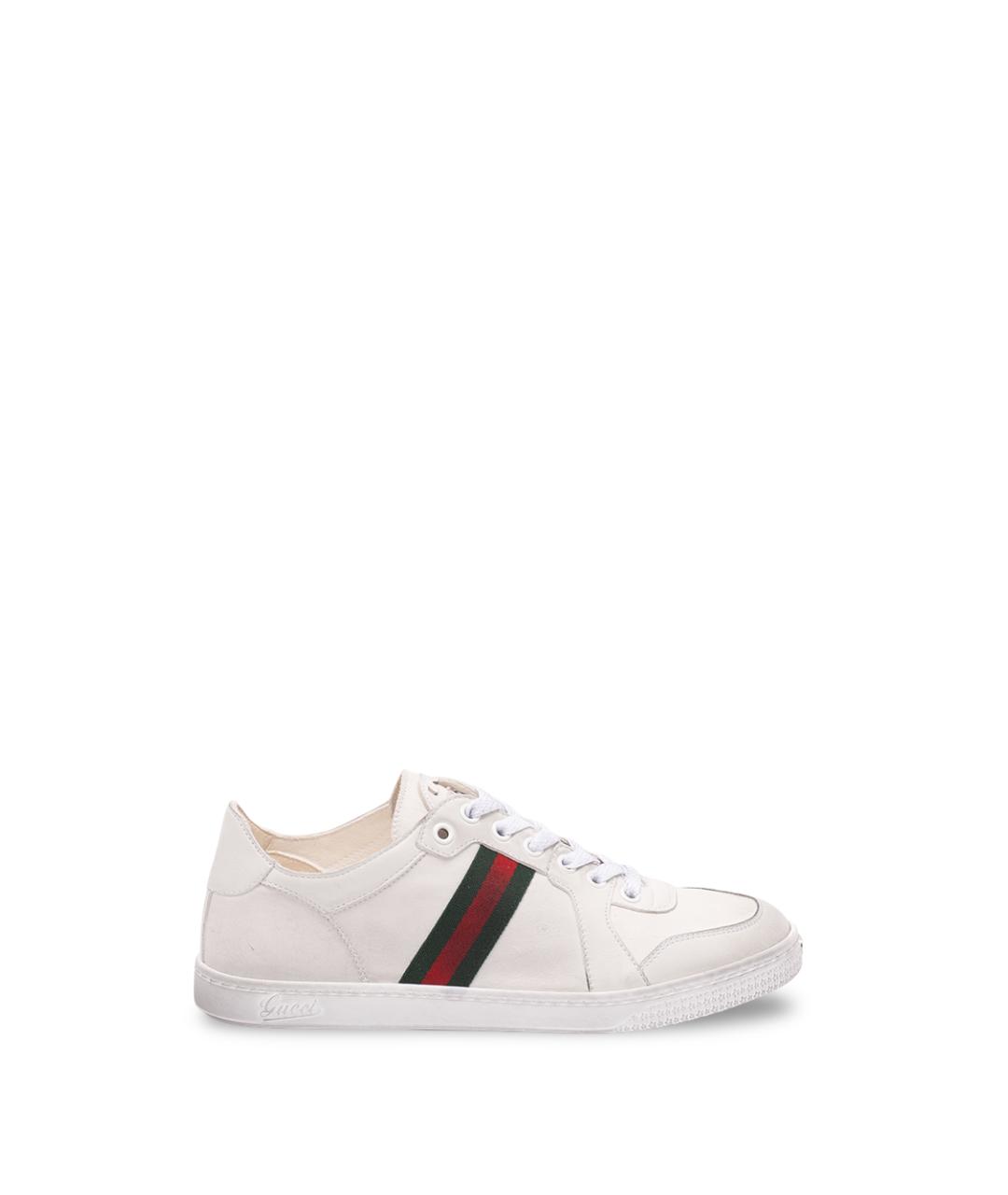 GUCCI Белые кожаные кеды, фото 6