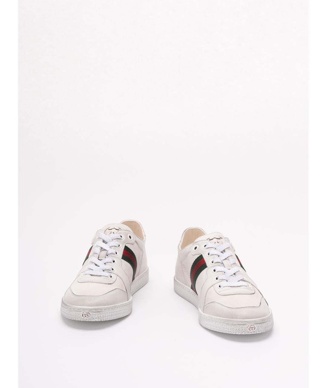 GUCCI Белые кожаные кеды, фото 2