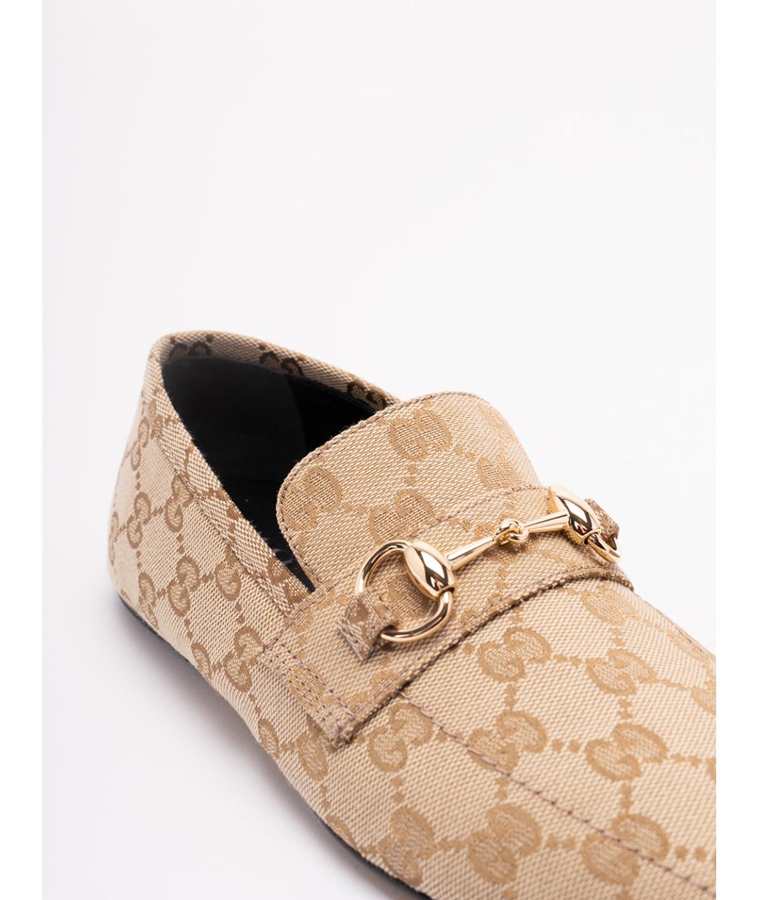 GUCCI Бежевые текстильные лоферы, фото 5