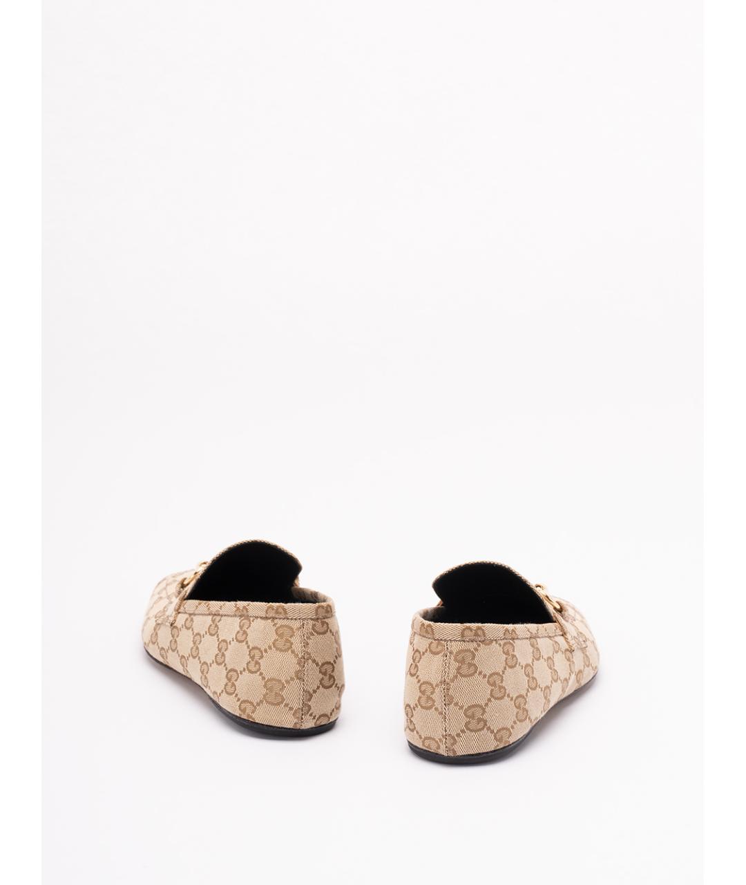 GUCCI Бежевые текстильные лоферы, фото 3