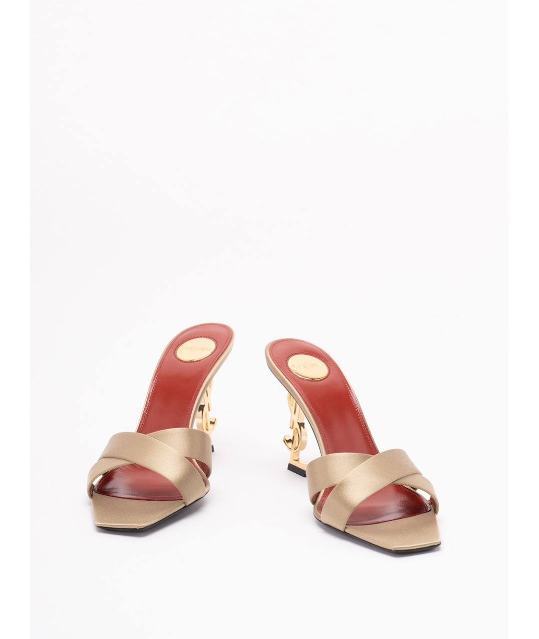 SAINT LAURENT Бежевые текстильные мюли, фото 2