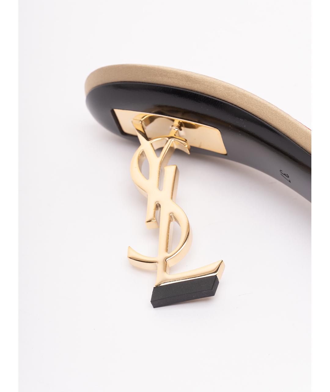 SAINT LAURENT Бежевые текстильные мюли, фото 5