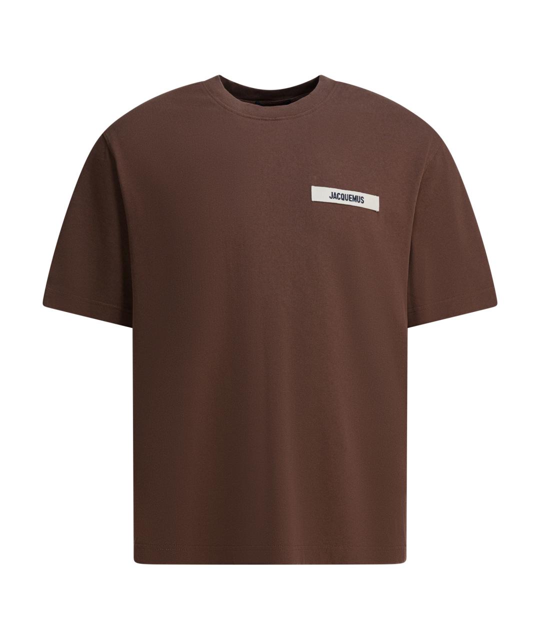JACQUEMUS Коричневая хлопковая футболка, фото 1