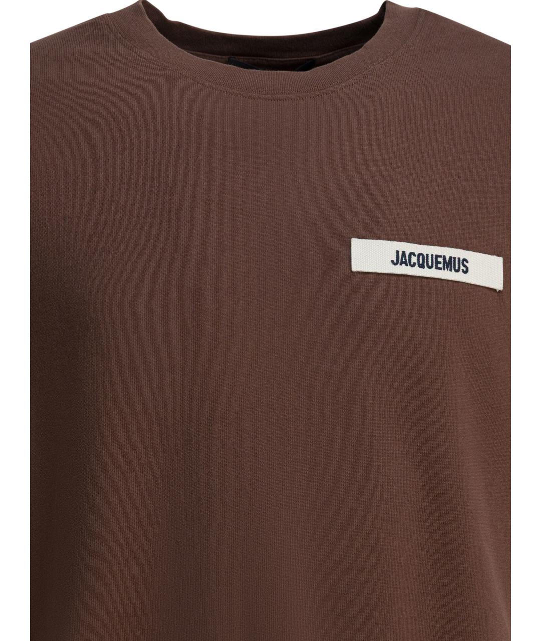 JACQUEMUS Коричневая хлопковая футболка, фото 3