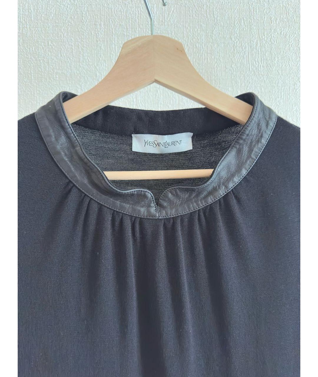 YVES SAINT LAURENT BEAUTY Черное шерстяное повседневное платье, фото 8