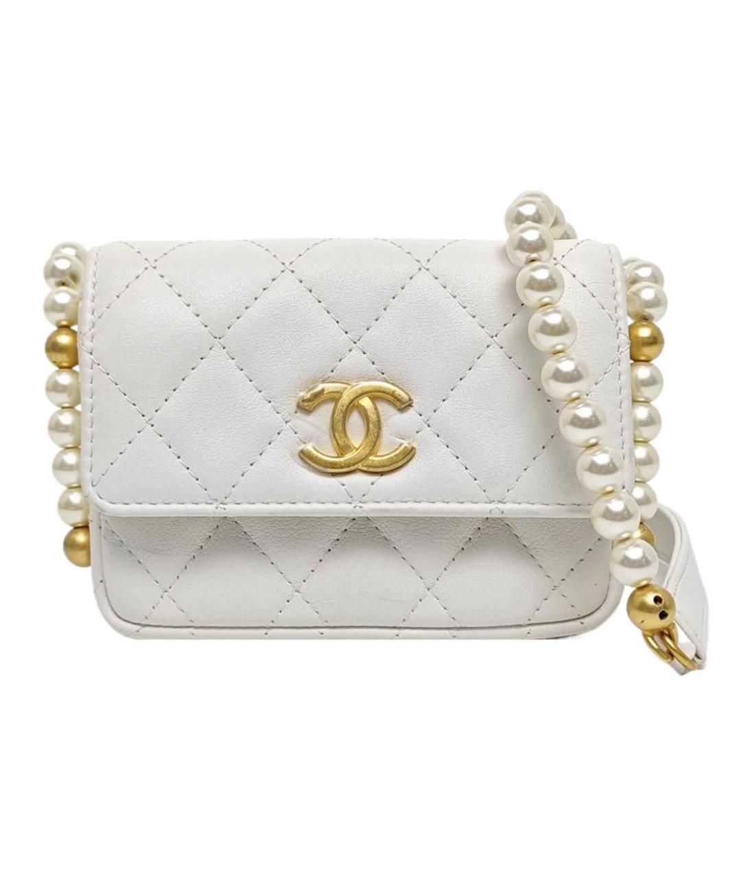 CHANEL Белая кожаная сумка через плечо, фото 6
