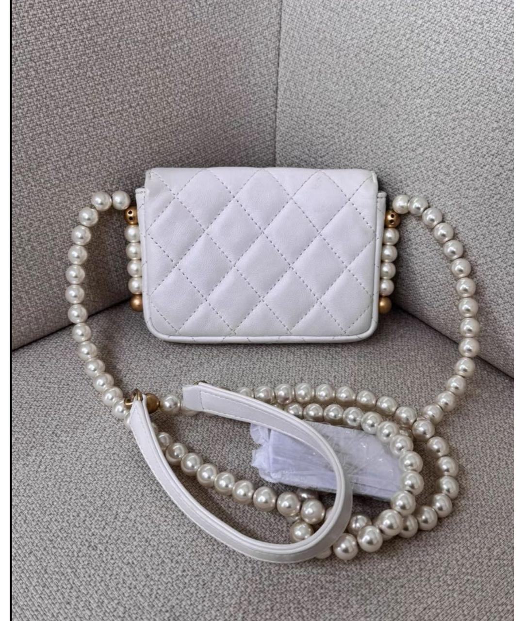 CHANEL Белая кожаная сумка через плечо, фото 3