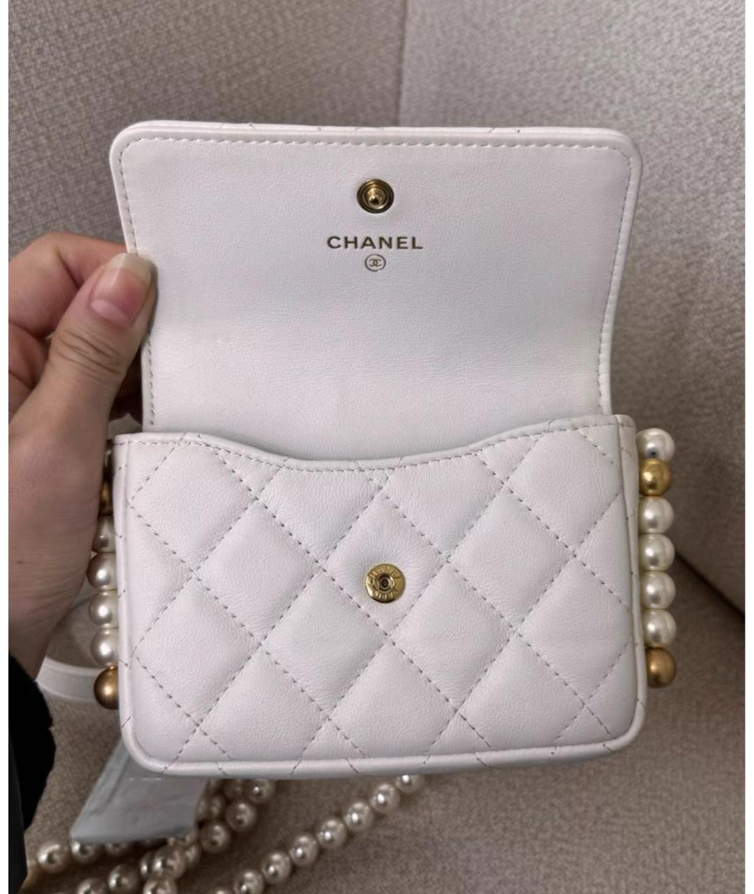 CHANEL Белая кожаная сумка через плечо, фото 4