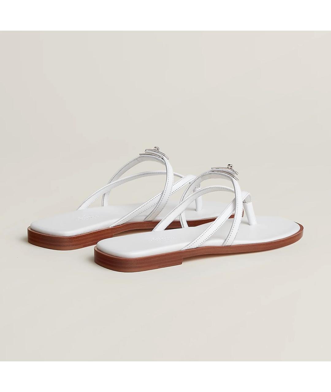 HERMES Белые кожаные сандалии, фото 4