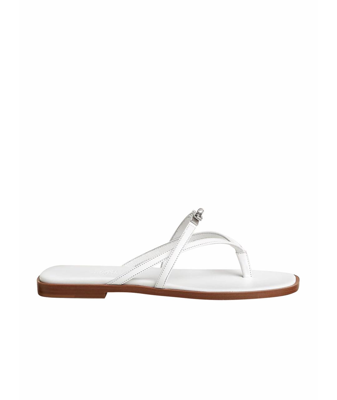 HERMES Белые кожаные сандалии, фото 1