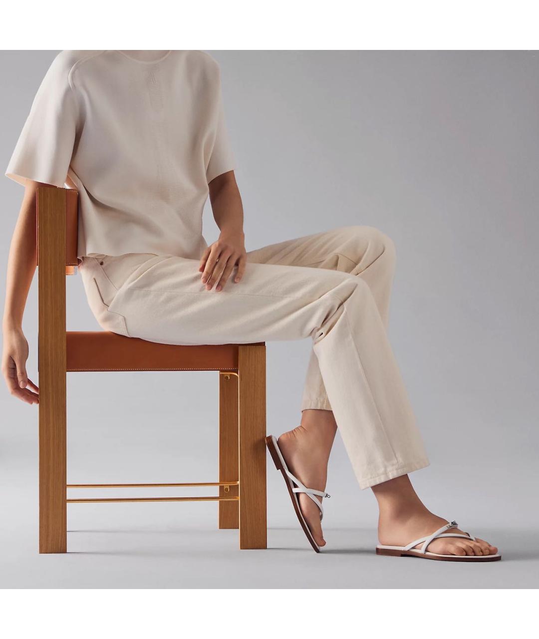 HERMES Белые кожаные сандалии, фото 3