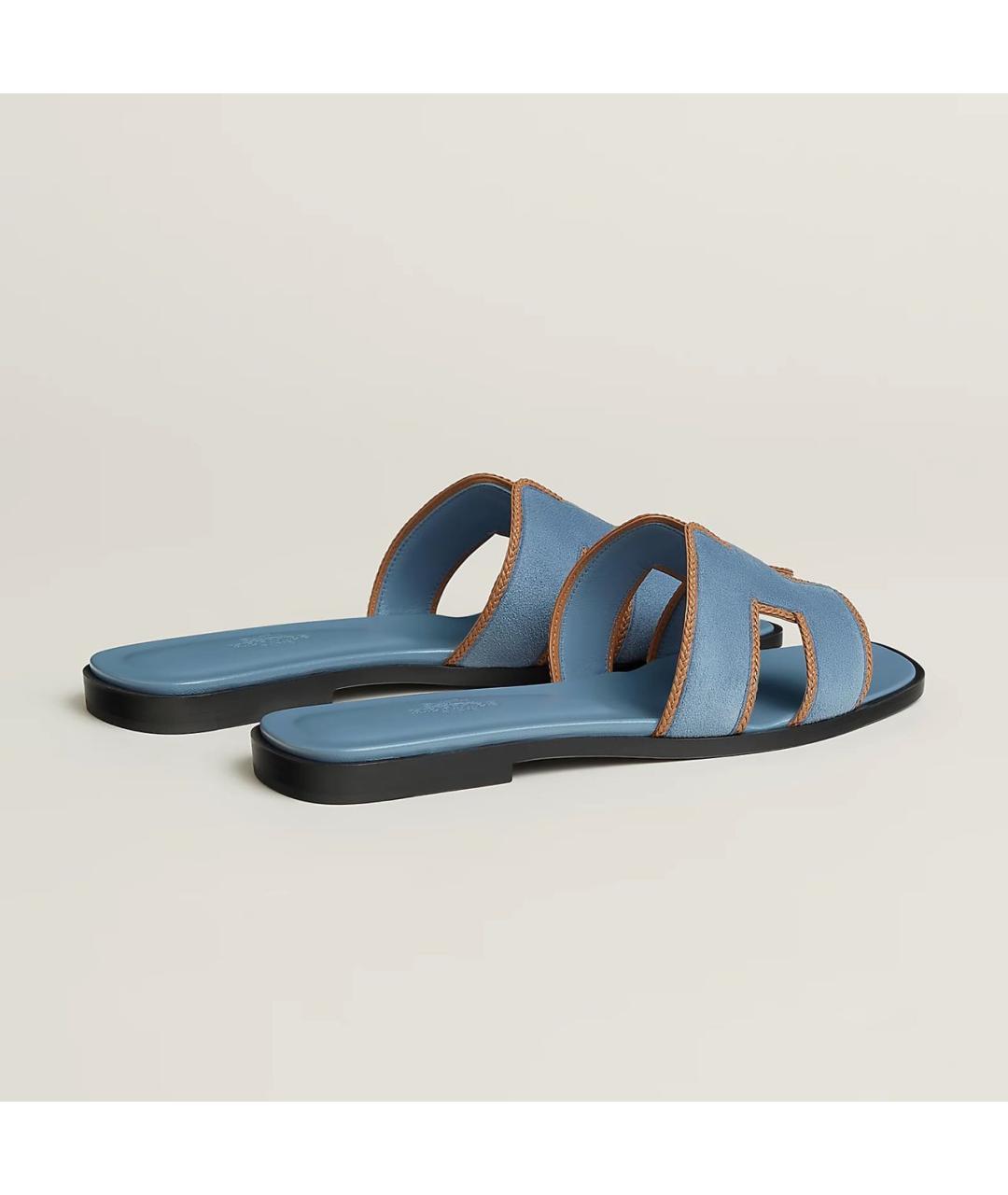 HERMES Голубые кожаные сандалии, фото 4