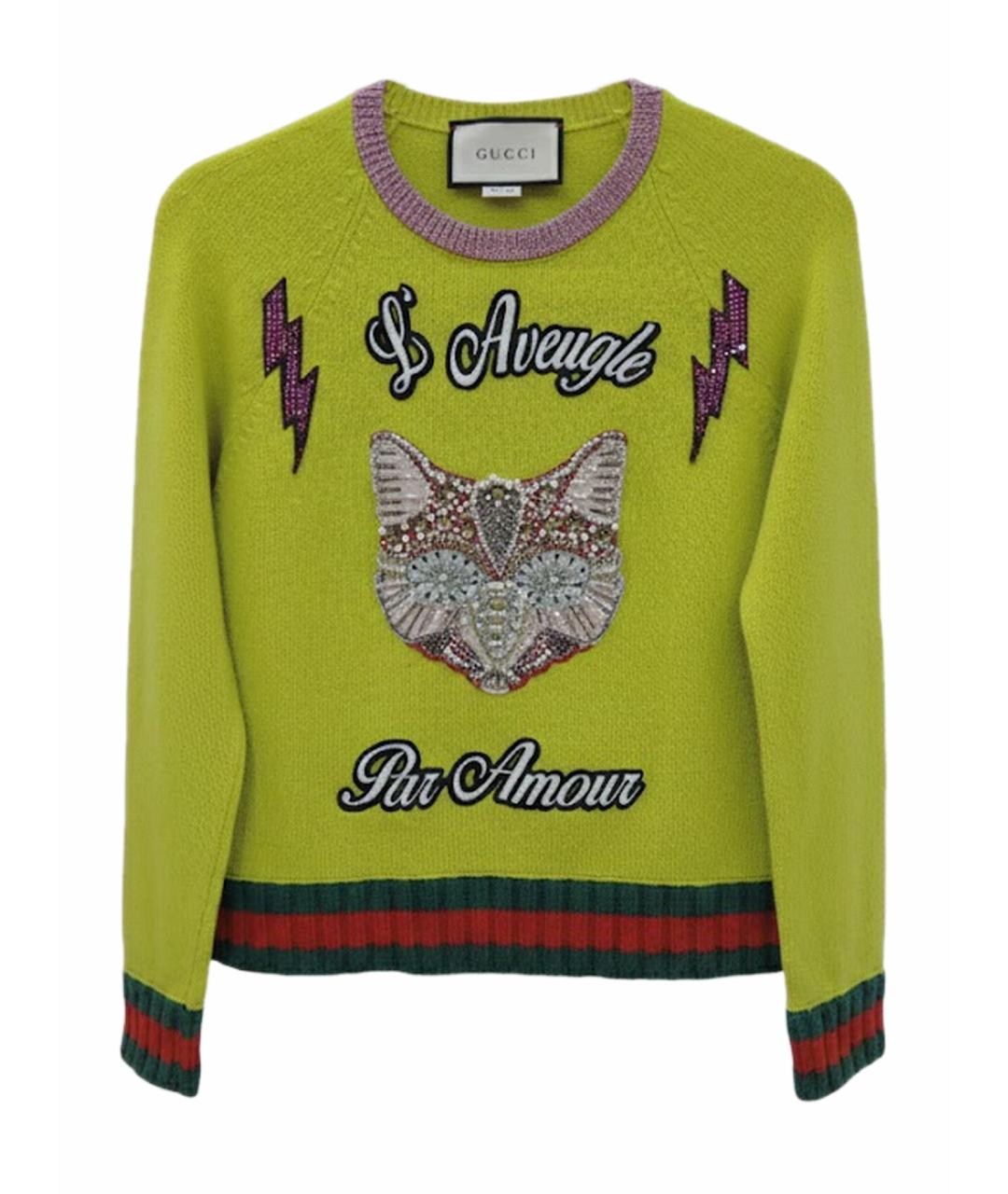 GUCCI Зеленый шерстяной джемпер / свитер, фото 1