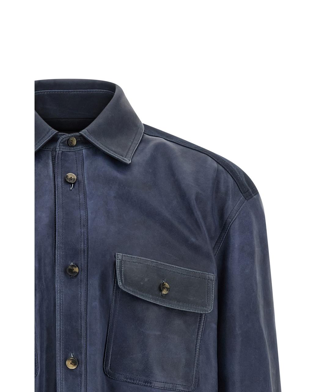 LOEWE Синяя кожаная куртка, фото 5