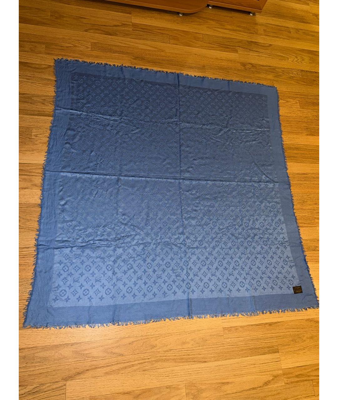 LOUIS VUITTON Голубой шелковый платок, фото 6